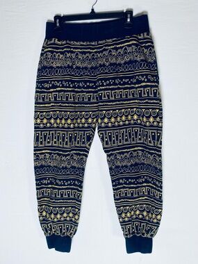Vintage Stussy Navy Yellow All Over Tribal Print Vibe Sweatpants M Streetwear